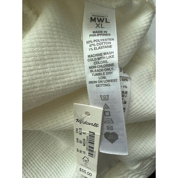 Madewell V-Neck Crop Textured Tee in Lighthouse Cream Size XL - Picture 9 of 10